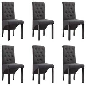 Vidaxl 719883711263 Dining Chair Set Of 6 Dark Gray Fabric Rubber Wood Standard