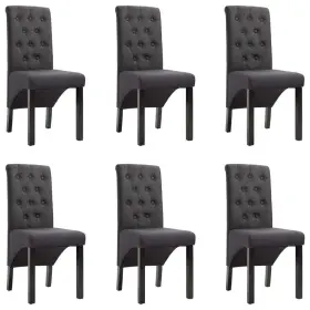 Vidaxl 719883711263 Dining Chair Set Of 6 Dark Gray Fabric Rubber Wood Standard