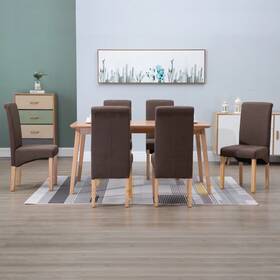 Vidaxl 719883711546 Dining Chairs 6 Pcs Brown Fabric