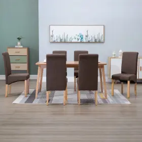 Vidaxl 719883711546 Dining Chairs 6 Pcs Brown Fabric