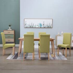 Vidaxl 719883711560 Dining Chair Set Of 6 Green Fabric And Wooden Frame Standard