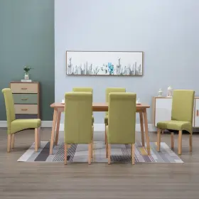Vidaxl 719883711560 Dining Chair Set Of 6 Green Fabric And Wooden Frame Standard