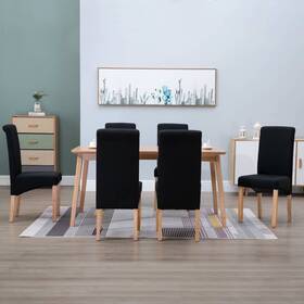 Vidaxl 719883711577 Dining Chair Set Of 6 Black Fabric And Wooden Frame Standard