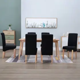 Vidaxl 719883711577 Dining Chair Set Of 6 Black Fabric And Wooden Frame Standard