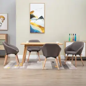 Vidaxl 719883727790 Dining Chair Set Of 4 Taupe Polyester And Solid Wood Standard