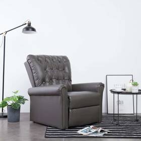 Vidaxl 719883742366 Reclining Chair Gray Faux Leather
