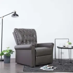 Vidaxl 719883742366 Reclining Chair Gray Faux Leather