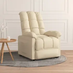 Vidaxl 719883991481 Recliner Chair Cream Fabric 100% Polyester Plywood Iron