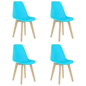 Vidaxl 719883999623 Dining Chair Set Of 4 Blue Polypropylene Beechwood Ergonomic