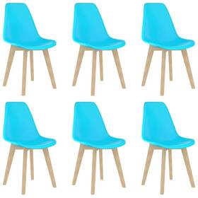 Vidaxl 719883999630 Dining Chair Set Of 6 Blue Polypropylene Beechwood Ergonomic