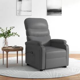Vidaxl 720286029343 Stand Up Chair Anthracite Faux Leather Iron Poplar Wood Standard