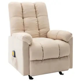 Vidaxl 720286030745 Massage Reclining Chair Cream Polyester Plywood Metal Standard