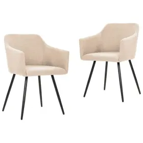 Vidaxl 720286051719 2 Pc Dining Chair Set With Cream Color Fabric
