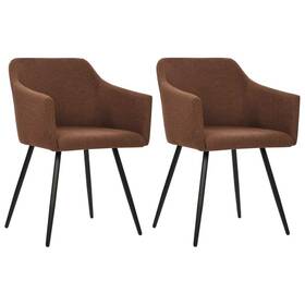 Vidaxl 720286051726 Dining Chair Set Of 2 Brown Fabric 100% Polyester Metal