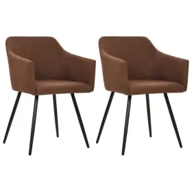 Vidaxl 720286051726 Dining Chair Set Of 2 Brown Fabric 100% Polyester Metal