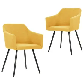 Vidaxl 720286051764 Dining Chair Set Of 2 Yellow Fabric 100% Polyester Metal