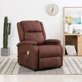 Vidaxl 720286053249 Massage Chair Brown 100% Polyester Metal Wood Great For Home Use