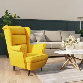 Vidaxl 720286072271 Armchair Mustard Yellow Velvet 100% Polyester Plywood Standard