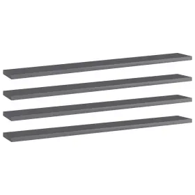 Vidaxl 720286245491 Bookshelf Boards 4 Pcs High Gloss Gray 31.5 Inch X3.9 X0.6 Engineered Wood