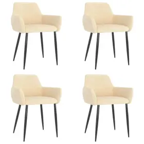 Vidaxl 720286326572 Chair Set Of 4 Cream Velvet 100% Polyester Metal Standard