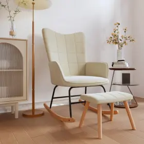 Vidaxl 720286423912 Rocking Chair With Stool Cream