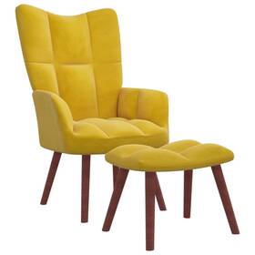 Vidaxl 720286424407 Relaxing Chair With Stool Mustard Yellow