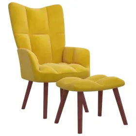 Vidaxl 720286424407 Relaxing Chair With Stool Mustard Yellow