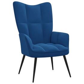 Vidaxl 720286424544 Relaxing Chair Blue Velvet 100% Polyester Steel Medium
