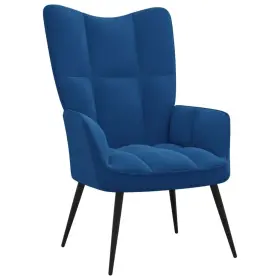 Vidaxl 720286424544 Relaxing Chair Blue Velvet 100% Polyester Steel Medium