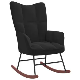 Vidaxl 720286425169 Rocking Chair Black Velvet 100% Polyester Solid Rubberwood Steel