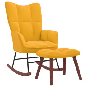 Vidaxl 720286425282 Rocking Chair With Stool Mustard Yellow