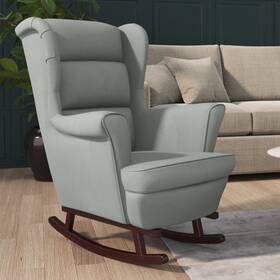 Vidaxl 720286427293 Rocking Chair Light Gray Velvet Solid Rubber Wood Foam Standard