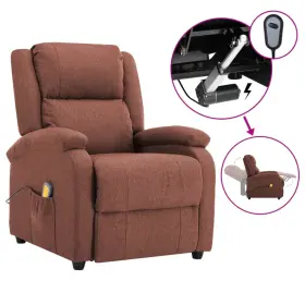 Vidaxl 720286551981 Electric Massage Chair Brown Fabric 100% Polyester Wood Metal