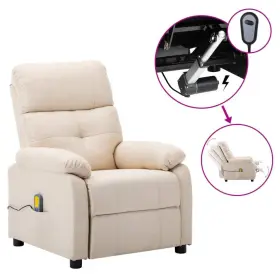 Vidaxl 720286552865 Massage Recliner Cream Fabric