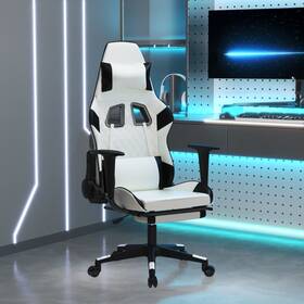 Vidaxl 720287144724 Gaming Chair White And Black Faux Leather Metal Plywood Plastic