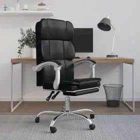 Vidaxl 720287200659 Reclining Office Chair Black Faux Leather Metal Plywood Foam