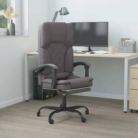Vidaxl 720287202349 Massage Office Chair Gray Faux Leather Metal Plywood Medium