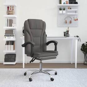 Vidaxl 720287202363 Reclining Office Chair Dark Gray 100% Polyester Metal Plywood