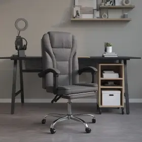 Vidaxl 720287202387 Reclining Office Chair Grey Faux Leather Metal Plywood Foam