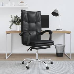 Vidaxl 720287202455 Reclining Office Chair Black Faux Leather Metal Plywood Foam