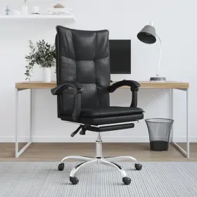Vidaxl 720287202455 Reclining Office Chair Black Faux Leather Metal Plywood Foam