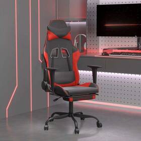 Vidaxl 720287228639 Gaming Chair Black And Red Faux Leather Metal Plywood Adjustable
