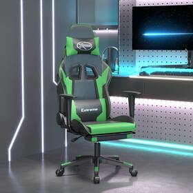 Vidaxl 720287229117 Gaming Chair Black And Green Faux Leather Metal Plywood Foam