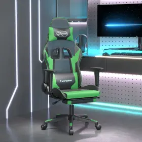 Vidaxl 720287229117 Gaming Chair Black And Green Faux Leather Metal Plywood Foam