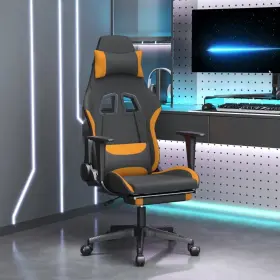 Vidaxl 720287229568 Gaming Chair Black And Orange Polyester Metal Plywood Foam