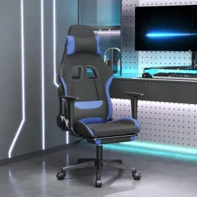 Vidaxl 720287229582 Gaming Chair With Footrest Black And Blue Fabric