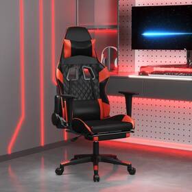 Vidaxl 720287229742 Gaming Chair Black And Red Faux Leather Metal Plywood Medium
