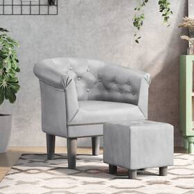 Vidaxl 720845436742 Tub Chair Silver Faux Leather Pinewood Plywood Plastic Single
