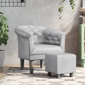 Vidaxl 720845436742 Tub Chair Silver Faux Leather Pinewood Plywood Plastic Single