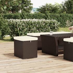 Vidaxl 720845678982 Ottoman Brown Poly Rattan Small Durable Square